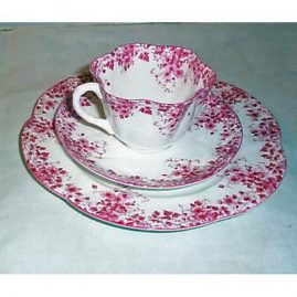 Shelley dainty pink 3 piece cup and saucer set