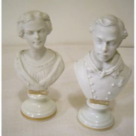 Pair of Vienna bisque busts of Elizabeth and Franz-Jos the first, circa-1850s,