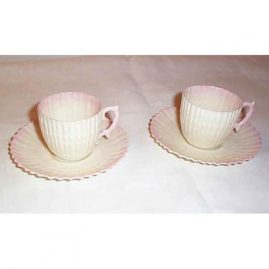 Black Mark Belleek demitasse cups and saucers