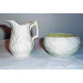 Belleek sugar and creamer, ca-1946-55