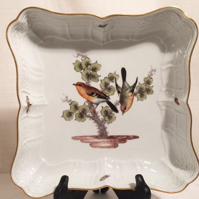 Meissen bowl painted with birds and bugs