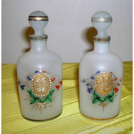 Pair of Bristol perfumes with enamel painting