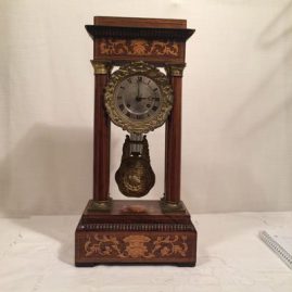French Marquetry inlaid empire clock, late 19th century