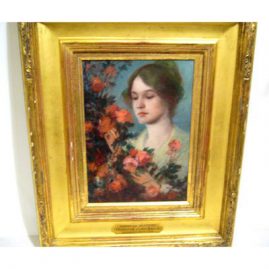Oil on board of American Beauties titled American Beauties by Frederick James Boston