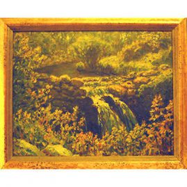 Painting of waterfall signed by G. A. Hays