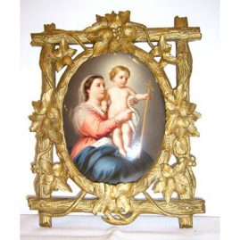 KPM plaque in Black Forest frame of Madonna and Child