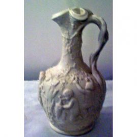 Copeland parian pitcher of putti making wine, 19th century