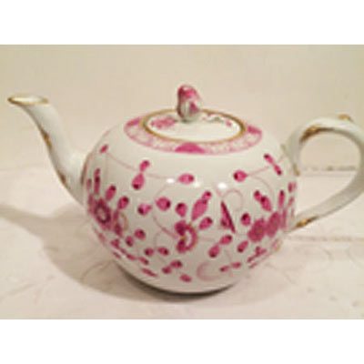 Meissen purple Indian teapot with rose on top