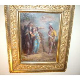 Painting on board of of Miranda, Ferdinand and Prospero from Shakespeare's The Tempest 1866