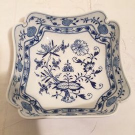 Two Meissen blue onion four cornered bowls