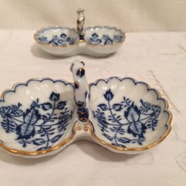 Two Meissen blue onion double salts
