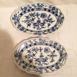 Two Meissen blue onion smaller platters