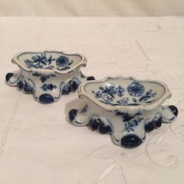 Two Meissen blue onion salts