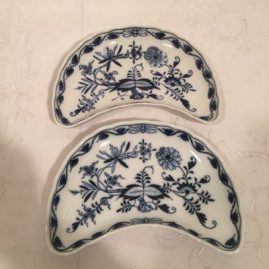 Meissen blue onion crescent shaped dishes