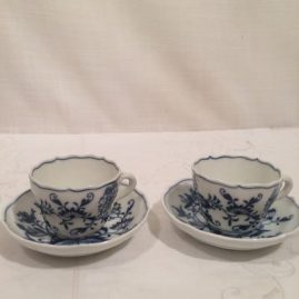 Meissen blue onion demitasse cups and saucers