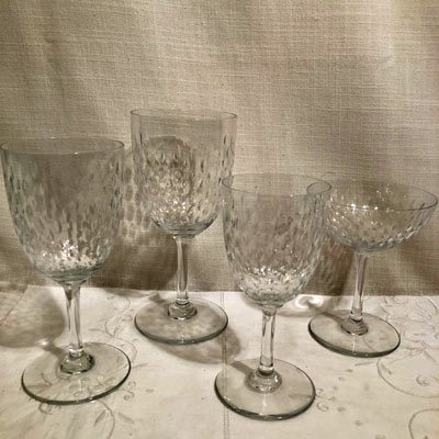 Vintage Set of Six Heavy Cut Crystal Wine Glasses, Crystal Wine