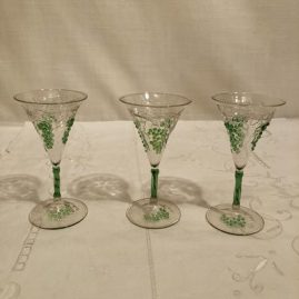 Set of rare Venetian cordials with raised grape and vine decoration