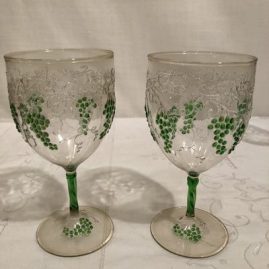 Rare set of four Venetian goblets with raised grapes and vines