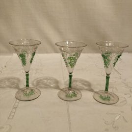 Set of rare Venetian cordials with raised grape and vine decoration