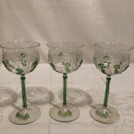 Set of eight rare Venetian white wines with raised grape and vine decoration