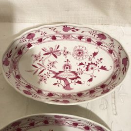 Meissen pink onion oval bowl