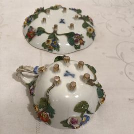 Rare Meissen cup and saucer with raised flower decoration