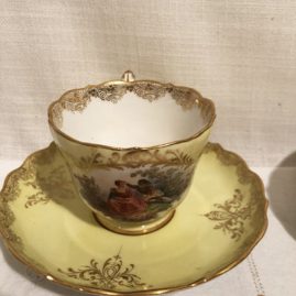 Set of ten Meissen cups and saucers with lovers