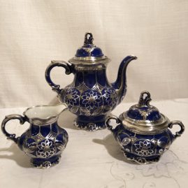 Hutchenreuther Bavarian silver overlay three piece tea or coffee set