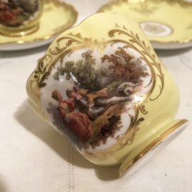 Set of ten Meissen cups and saucers with lovers
