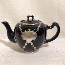 Rare Lenox silver overlay cobalt teapot