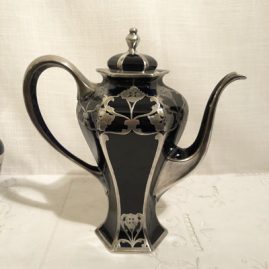 Cobalt Lenox silver overlay coffee pot