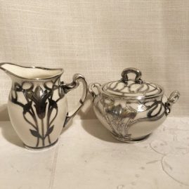 Green mark Lenox silver overlay sugar and creamer