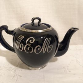 Rare Lenox silver overlay cobalt teapot