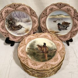 Set of twelve Cauldon bird plates, each painted differently