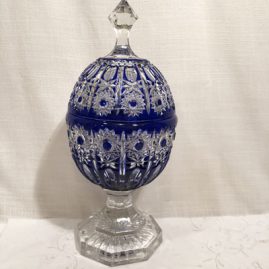 Cut overlay cobalt covered egg
