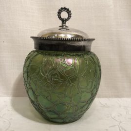 Art glass irredescent bisquit jar
