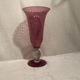Pairpoint cranberry vase with bubble stem