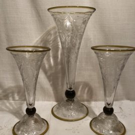 Pairpoint vases wheel cut in the Waterford pattern
