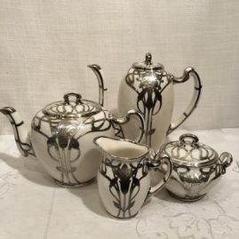 Lenox silver overlay tea and coffee set.