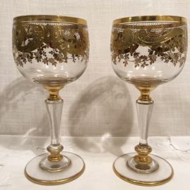 Set of 10 of Moser gilded goblets
