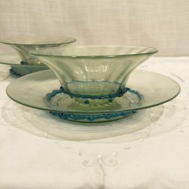 Set of 10 Salviati Venetian bowls and under plates.
