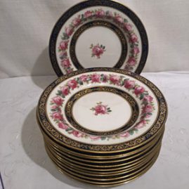 Set of twelve English Cauldon wide rim soups