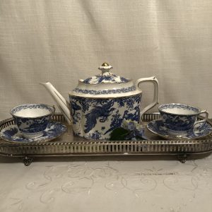 Blue Aves Royal Crown Derby Tea Set with 10 Cups and Saucers and Teapot