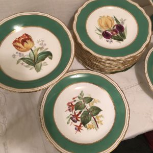 Copeland Dessert Set Painted With Different Flowers