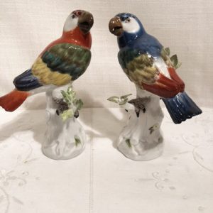 Pair of Meissen Parrots