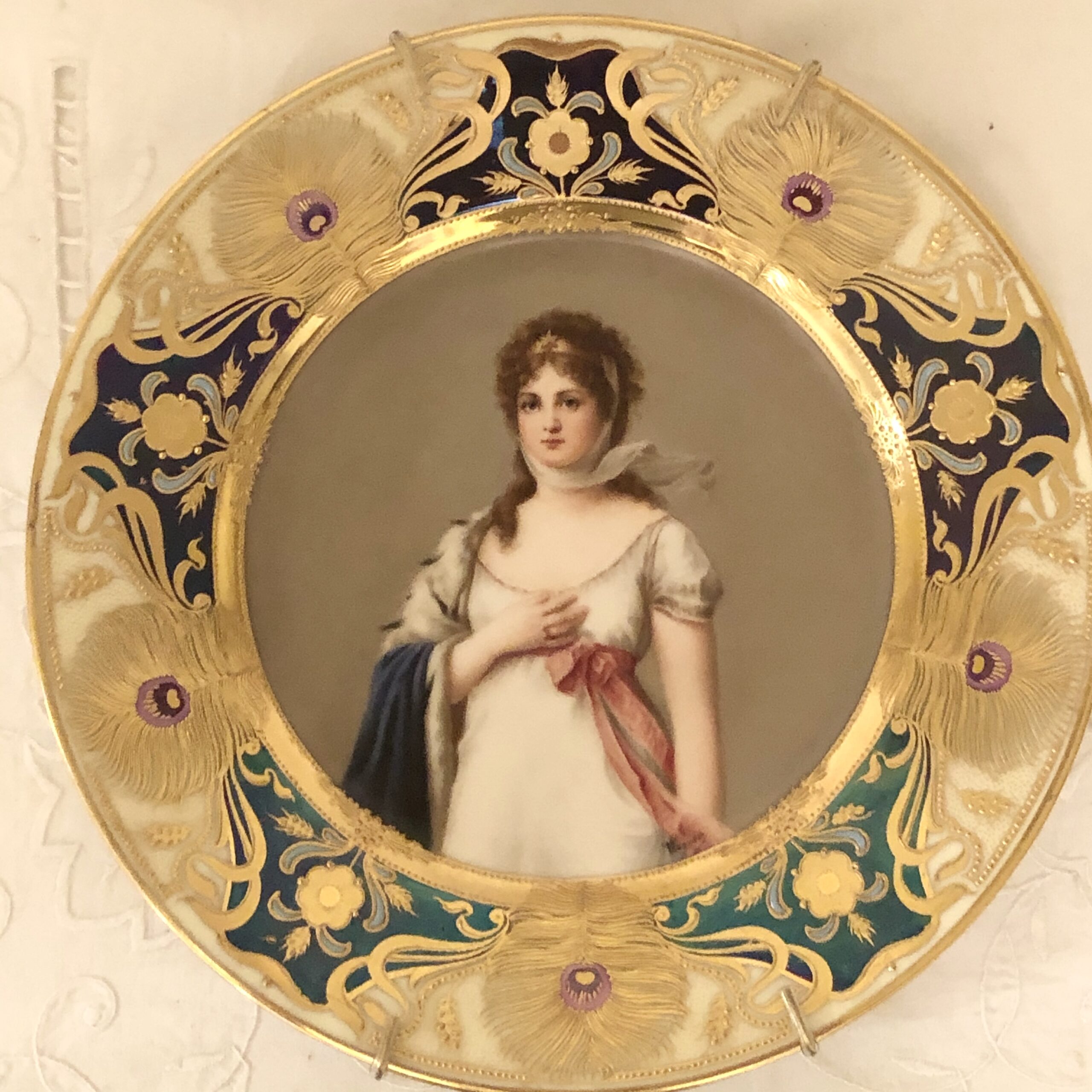 Portrait cabinet plate of Marie Louise artist signed Wagner Portrait cabinet plate of Marie Louise artist signed Wagner