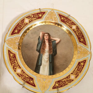 Royal Vienna Plate of Beautiful Lady With Long Hair Signed Wagner