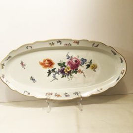 Large Meissen Fish Platter Painted With Summer Flowers and Butterflies