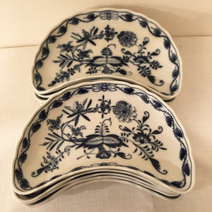 Set of Ten Meissen Blue Onion Large Crescent Shaped Dishes