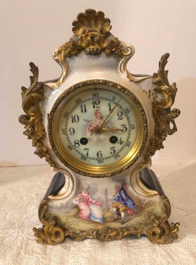 Antique French Cobalt Porcelain Clock